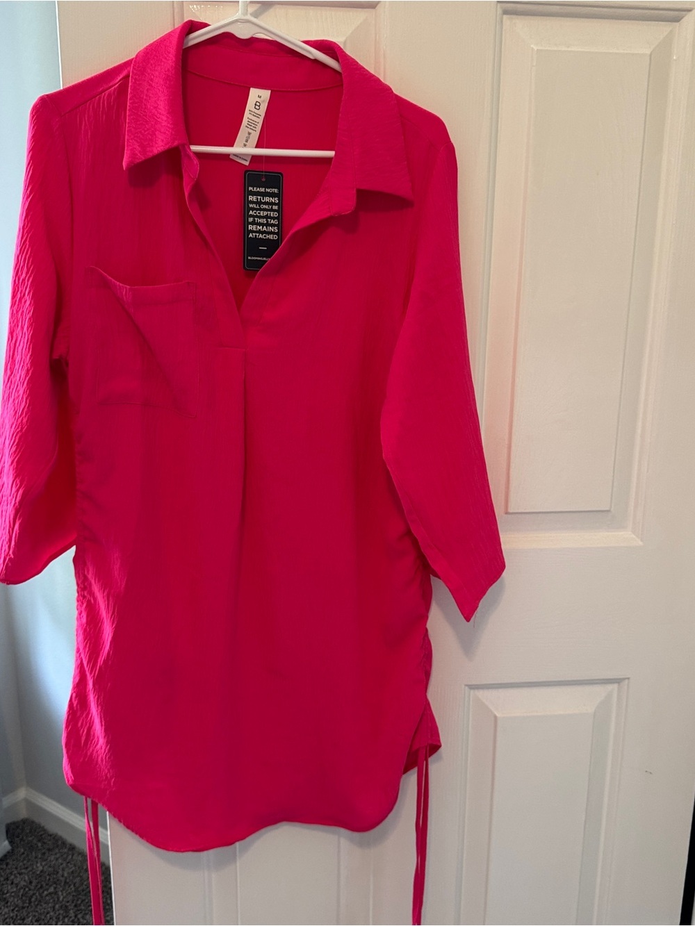 Roommates Hot Pink Collared Tunic Top